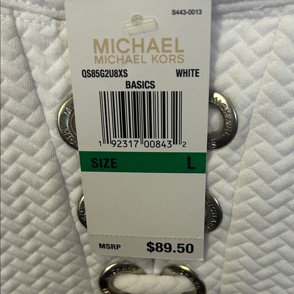 Michael Kors White Textured Lace-Up Top - Picture 4 of 5